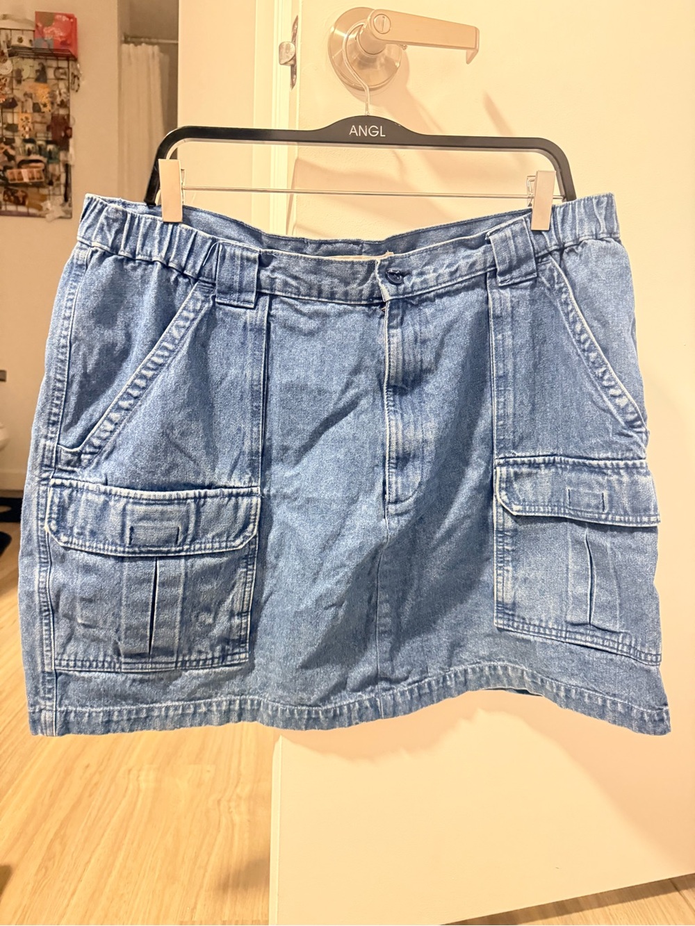 Savane Light Blue Denim Skirt with Belt Loops